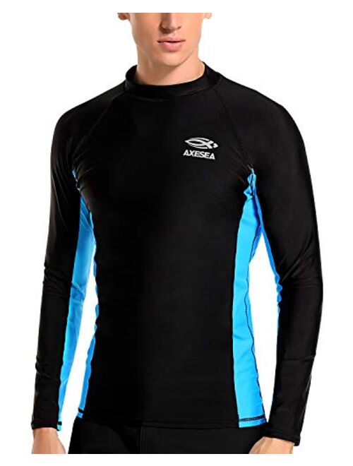 AXESEA Men Long Sleeve Rash Guard Quick-Dry UPF 50+ Lightweight Swimsuit Swim Shirt