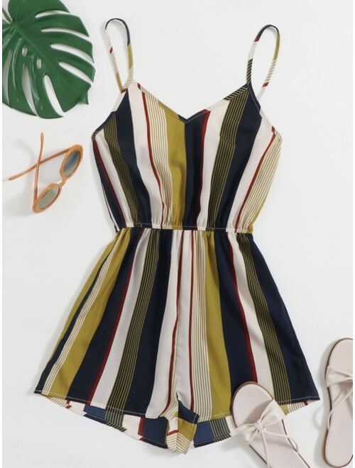 Shein Colorblock Striped Slip Romper