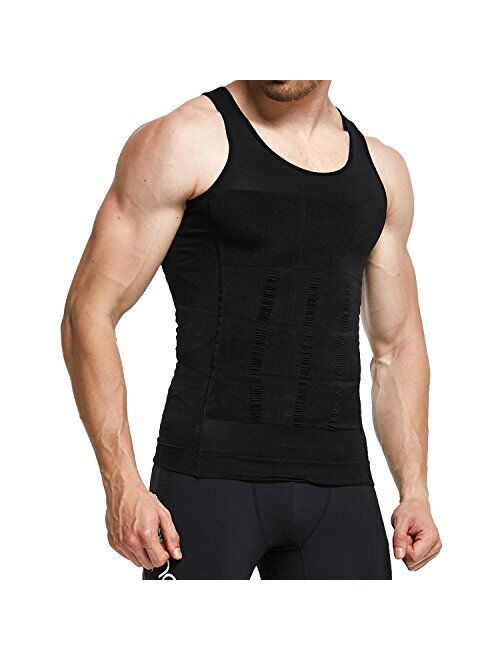 GKVK Mens Slimming Body Shaper Vest Shirt Abs Abdomen Slim