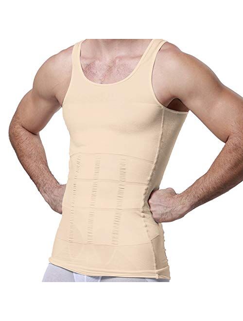 GKVK Mens Slimming Body Shaper Vest Shirt Abs Abdomen Slim