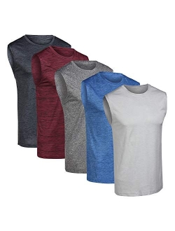 5 Pack: Men's Dry-Fit Active Athletic Tech Tank Top - Workout & Training Activewear