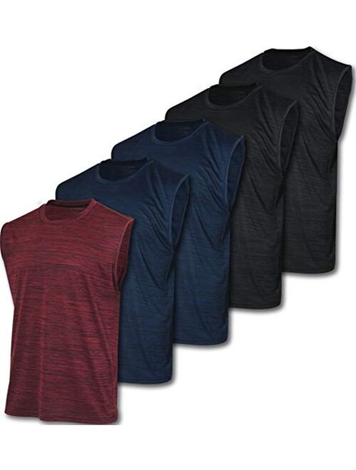 5 Pack: Men's Dry-Fit Active Athletic Tech Tank Top - Workout & Training Activewear