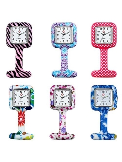 Ladies Girls Nurses Pin-on Fob Brooch Lapel Silicone Protection Cover Square Pocket Watch for Hospital Doctors