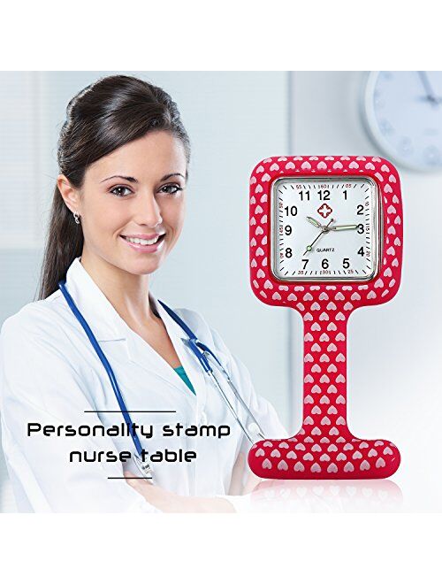 Ladies Girls Nurses Pin-on Fob Brooch Lapel Silicone Protection Cover Square Pocket Watch for Hospital Doctors