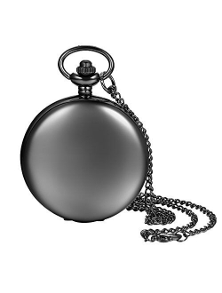 Pocket Watch for Men and Women Smooth Case Arabic Numbers Modern Quartz Pocket Watch with Chain