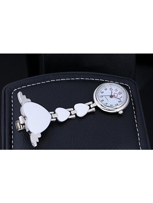 Heart Angle Wing Nurse Fob Watchs for Women Clip on Quartz Watchs Brooch Hanging Pocket Watch Hanging Pocket Watch