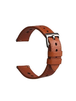 Cauwsai Leather Watch Band - Quick Release Double-Sided Leather Watch Strap - 18mm, 20mm, 22mm, 24mm - 8 Color