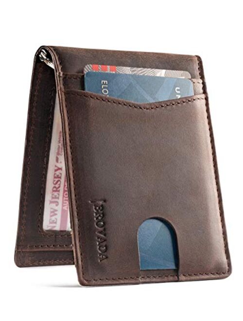 Minimalist Slim Bifold Front Pocket Wallet with Money Clip for men, RFID Blocking with smart design