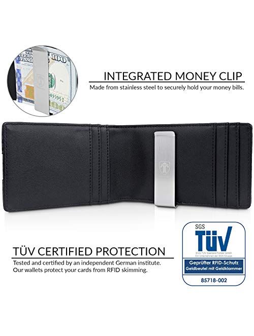 TRAVANDO Leather Card Case Bifold Money Clip Wallet