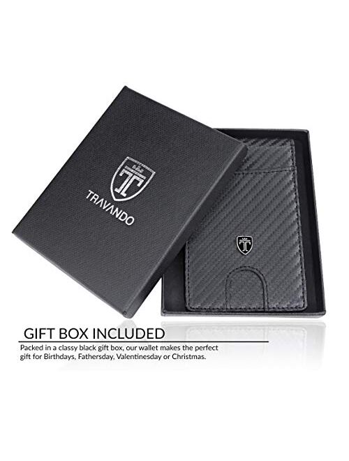 TRAVANDO Leather Card Case Bifold Money Clip Wallet