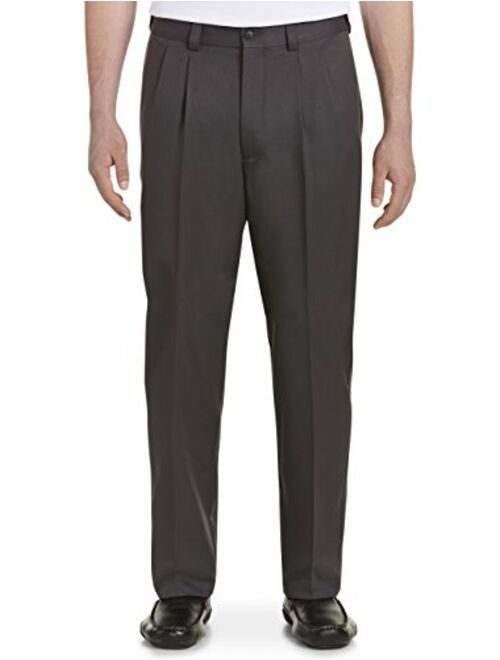 Oak Hill by DXL Big and Tall Waist-Relaxer Pleated Microfiber Pants- New & Improved Fit