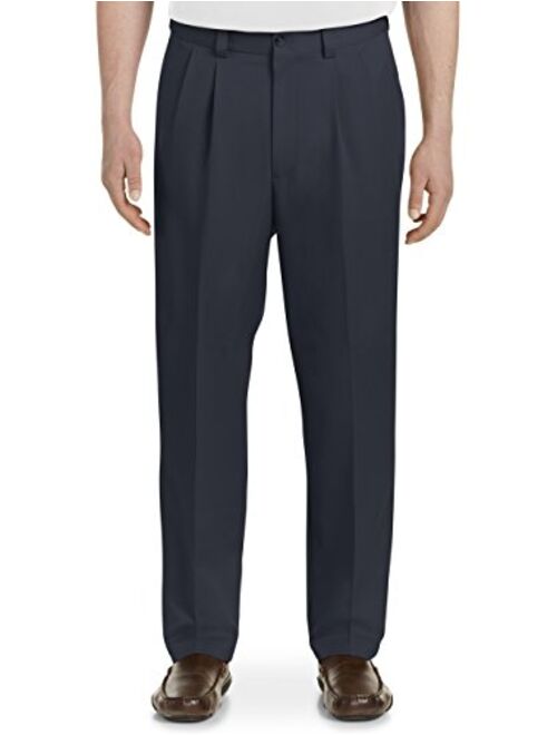 Oak Hill by DXL Big and Tall Waist-Relaxer Pleated Microfiber Pants- New & Improved Fit