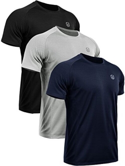 Neleus Men's Crew Neck Mesh Athletic T-Shirts