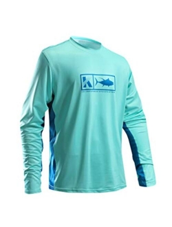 Performance Fishing Shirt Vented Long Sleeve Shirt Sun Protection UPF50 Moisture Wicking Rash Guard with Mesh Sides Loose Fit