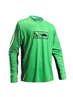 Performance Fishing Shirt Vented Long Sleeve Shirt Sun Protection UPF50 Moisture Wicking Rash Guard with Mesh Sides Loose Fit