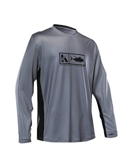 Performance Fishing Shirt Vented Long Sleeve Shirt Sun Protection UPF50 Moisture Wicking Rash Guard with Mesh Sides Loose Fit