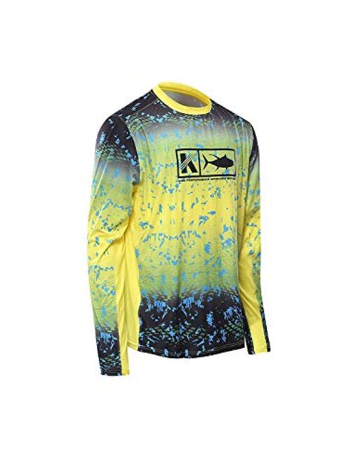 Performance Fishing Shirt Vented Long Sleeve Shirt Sun Protection UPF50 Moisture Wicking Rash Guard with Mesh Sides Loose Fit