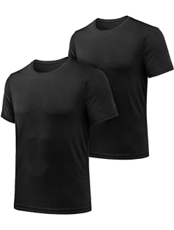 2 or 3 Pack Men's Workout Running Shirts, Sun Protection Quick Dry Athletic Shirts, Short Sleeve Gym T-Shirts