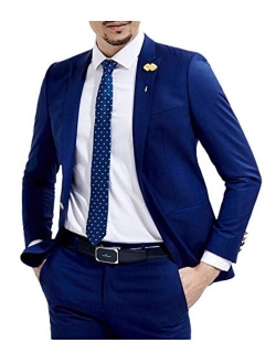 Slim Fit Royal Blue Wedding Suits 2 Pieces Men's Suits Groom Tuxedos Business Suit