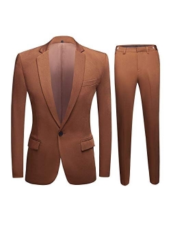 Men's Suit Single-Breasted One Button Center Vent 2 Pieces Slim Fit Formal Suits