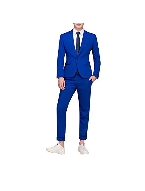 Cloudstyle Men's Suit Single-Breasted One Button Center Vent 2 Pieces Slim Fit Formal Suits