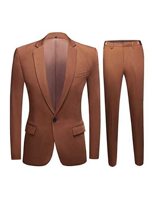 Cloudstyle Men's Suit Single-Breasted One Button Center Vent 2 Pieces Slim Fit Formal Suits