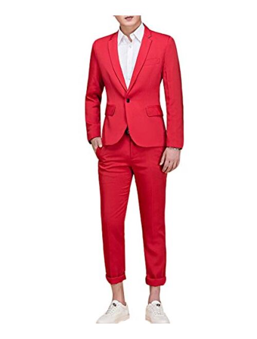 Cloudstyle Men's Suit Single-Breasted One Button Center Vent 2 Pieces Slim Fit Formal Suits