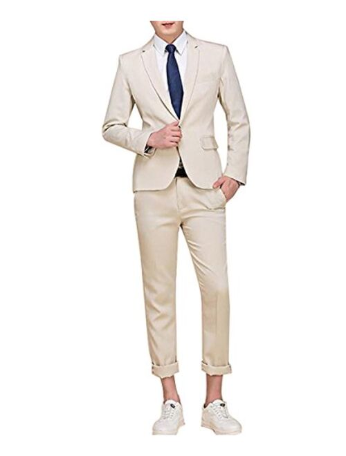 Cloudstyle Men's Suit Single-Breasted One Button Center Vent 2 Pieces Slim Fit Formal Suits