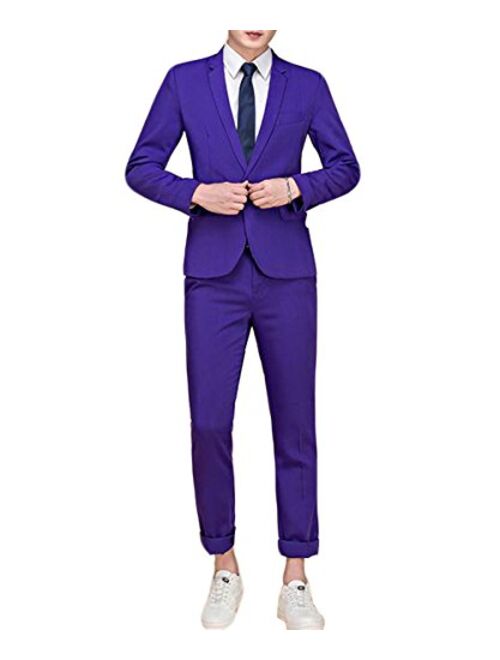 Cloudstyle Men's Suit Single-Breasted One Button Center Vent 2 Pieces Slim Fit Formal Suits