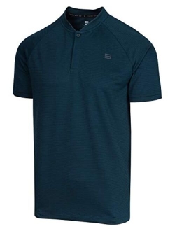 Collarless Golf Shirts for Men - Mens Casual Dry Fit Short Sleeve Polo, Lightweight and Breathable