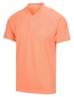 Collarless Golf Shirts for Men - Mens Casual Dry Fit Short Sleeve Polo, Lightweight and Breathable