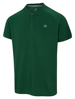 Collarless Golf Shirts for Men - Mens Casual Dry Fit Short Sleeve Polo, Lightweight and Breathable