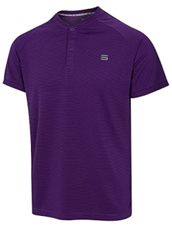 Collarless Golf Shirts for Men - Mens Casual Dry Fit Short Sleeve Polo, Lightweight and Breathable