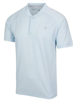 Collarless Golf Shirts for Men - Mens Casual Dry Fit Short Sleeve Polo, Lightweight and Breathable