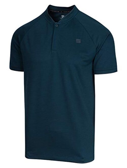 Three Sixty Six Collarless Golf Shirts for Men - Mens Casual Dry Fit Short Sleeve Polo, Lightweight and Breathable