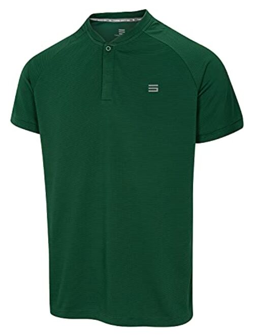 Three Sixty Six Collarless Golf Shirts for Men - Mens Casual Dry Fit Short Sleeve Polo, Lightweight and Breathable