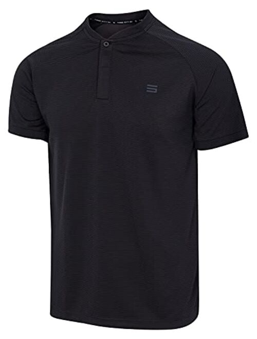 Three Sixty Six Collarless Golf Shirts for Men - Mens Casual Dry Fit Short Sleeve Polo, Lightweight and Breathable