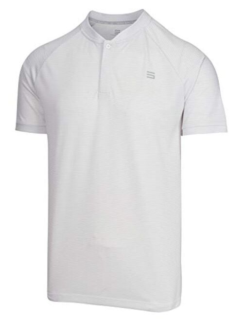 Three Sixty Six Collarless Golf Shirts for Men - Mens Casual Dry Fit Short Sleeve Polo, Lightweight and Breathable