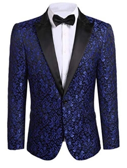 JINIDU Men's Floral Party Dress Suit Stylish Dinner Jacket Wedding Blazer Prom Tuxedo