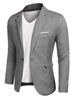 JINIDU Men's Casual SportsCoats Lightweight Suit Blazer Jackets One Button