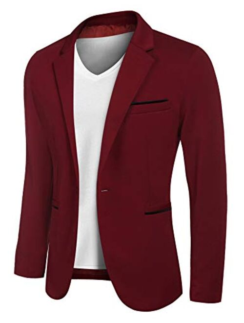 JINIDU Men's Casual SportsCoats Lightweight Suit Blazer Jackets One Button