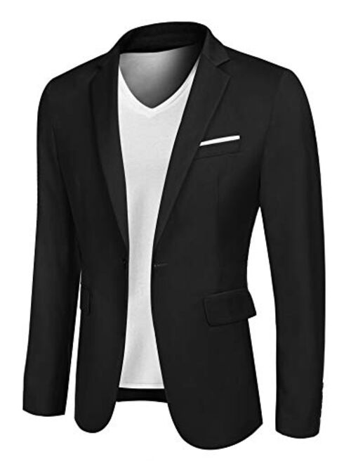 JINIDU Men's Casual SportsCoats Lightweight Suit Blazer Jackets One Button