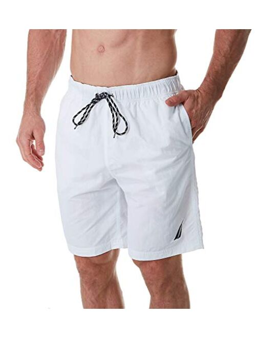 Nautica Men's Solid Quick Dry Classic Logo Swim Trunk