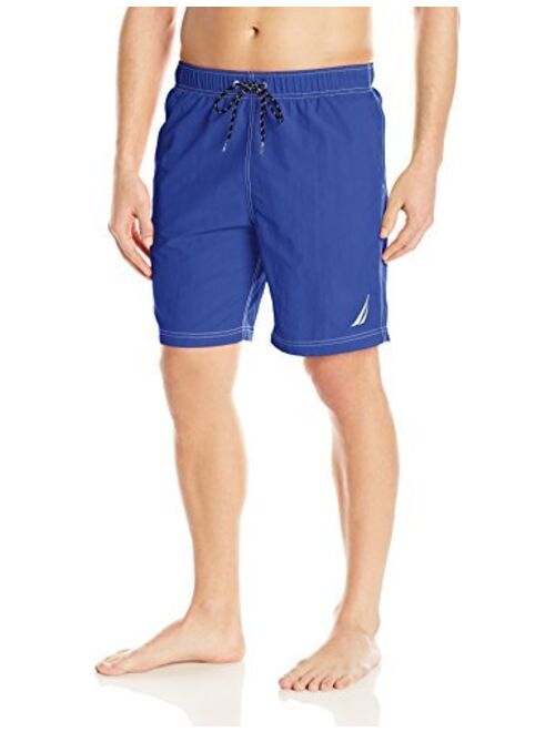 Nautica Men's Solid Quick Dry Classic Logo Swim Trunk