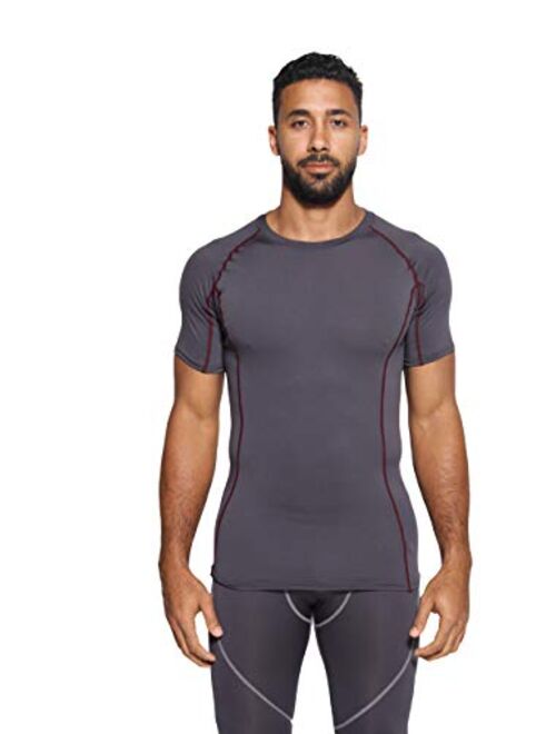 5 Pack: Men's Short Sleeve Compression Shirt Base Layer Undershirts Active Athletic Dry Fit Top