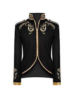 Crubelon Men's Court Fashion Prince Uniform Gold Embroidered Jacket Suit Jacket