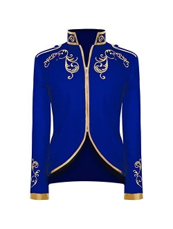 Crubelon Men's Court Fashion Prince Uniform Gold Embroidered Jacket Suit Jacket