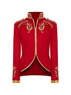 Crubelon Men's Court Fashion Prince Uniform Gold Embroidered Jacket Suit Jacket