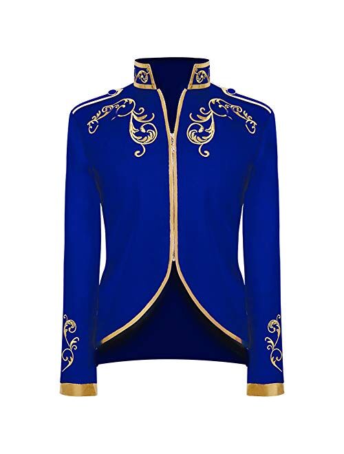 Crubelon Men's Court Fashion Prince Uniform Gold Embroidered Jacket Suit Jacket