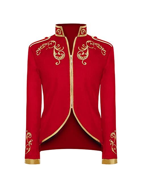 Crubelon Men's Court Fashion Prince Uniform Gold Embroidered Jacket Suit Jacket